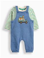 2pc Pure Cotton Safari Dungarees Outfit (0-3 Yrs)