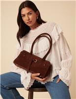 Suede Baguette Shoulder Bag