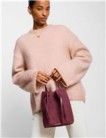 Faux Leather Detachable Strap Bucket Bag