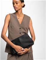 Faux Leather Underarm Clutch Bag
