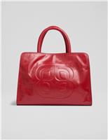 Leather Patent Finish Embossed Tote Bag