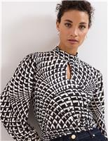 Geometric High Neck Keyhole Top