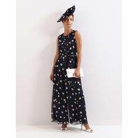 Phase Eight Chiffon Polka Dot Belted Wide Leg Jumpsuit Navy Mix