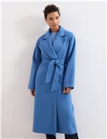 Wool Blend Collared Double Breasted Wrap Coat
