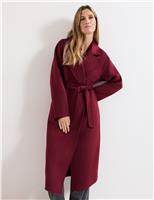 Wool Blend Collared Double Breasted Wrap Coat