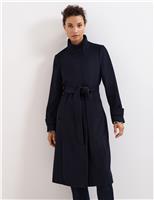 Wool Blend Belted Wrap Coat