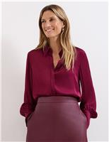 Satin Collared Blouson Sleeve Shirt