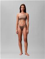 Calvin Klein Shine One Shoulder Bikini Top Medium Brown
