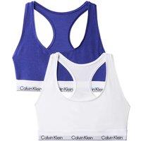 Calvin Klein 2 Pack Icon Cotton Blend Non Wired Bralettes Blue Mix