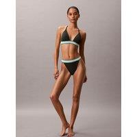 Calvin Klein Icon Stripe High Leg Bikini Bottoms Black