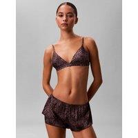 Calvin Klein Signature Satin Animal Print Knicker Shorts Brown Mix