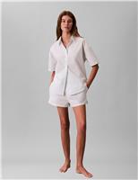 Calvin Klein Pure Cotton Poplin Shortie Set White Mix