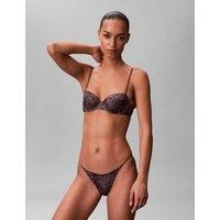 Calvin Klein Signature Satin Animal Print Wired T-Shirt Bra (B-DD) Brown Mix