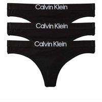 Calvin Klein 3 Pack Cotton Rich Thongs Black