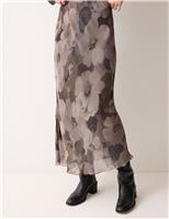 Jacquard Floral Midi A-Line Skirt