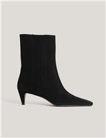 Suede Kitten Heel Chisel Toe Ankle Boots