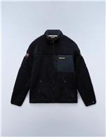 Napapijri Yupik Zip Up Funnel Neck Fleece Jacket Black Mix