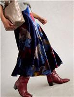 Velvet Floral Maxi A-Line Skirt