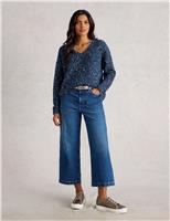 Textured V-Neck Jumper with Wool