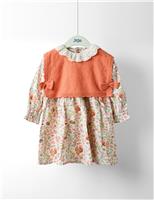 2pc Pure Cotton Dress & Knitted Vest Set (6 Mths-7 Yrs)