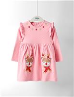 Reindeer Appliqu Frill Dress (6 Mths-7 Yrs)