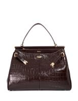Leather Croc Effect Large Belted Grab Bag