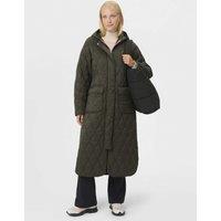 Sweaty Betty On The Move Quilted Longline Parka Coat Dark Green