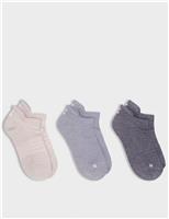 3pk Workout Cotton Blend Sparkle Trainer Socks