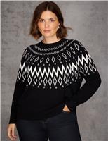 Cotton Blend Fair Isle Jumper with Cashmere