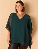 V-Neck Chiffon Overlay Top