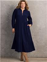 Baby Corduroy Collared Maxi Shirt Dress