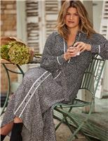 Spot Print Collared Maxi Shirt Dress