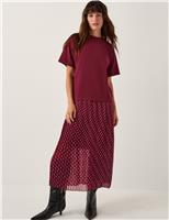 Pure Cotton Polka Dot Midi T-Shirt Dress