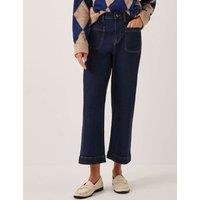 Monsoon High Waisted Straight Leg Cropped Jeans Indigo