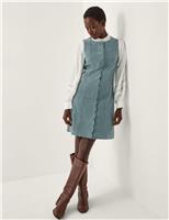 Cord Button Through Knee Length Dress