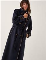 Funnel Neck Belted Longline Trench Coat