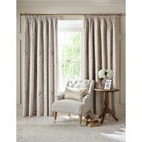Laura Ashley Rowsham Garden Pure Cotton Pencil Pleat Blackout Curtains Natural
