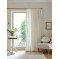 Laura Ashley Stripe Sheer Voile Panel Slot Top Curtain Natural