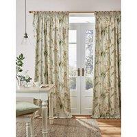 Laura Ashley Gosford Pure Cotton Pencil Pleat Curtains Green Mix