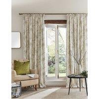 Laura Ashley Pussy Willow Pure Cotton Pencil Pleat Curtains Green Mix