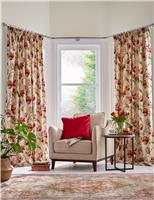 Laura Ashley Gosford Pure Cotton Pencil Pleat Curtains Red Mix