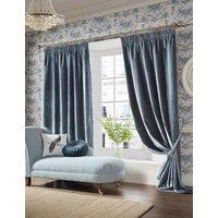 Laura Ashley Loretta Pencil Pleat Curtains Blue