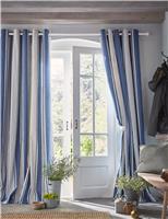 Tiverton Pure Cotton Striped Eyelet Curtains