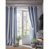 Laura Ashley Tiverton Pure Cotton Striped Eyelet Curtains Blue Mix