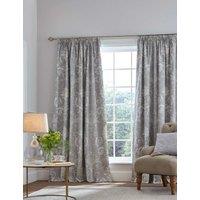 Laura Ashley Josette Pure Cotton Pencil Pleat Blackout Curtains Dark Grey