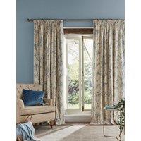Laura Ashley Pure Cotton Pussy Willow Pencil Pleat Curtains Blue Mix