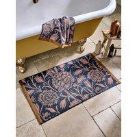 William Morris At Home Pure Cotton Wild Tulip Bath Mat Navy Mix