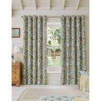William Morris At Home Honeysuckle Pure Cotton Blackout Curtains Blue Mix