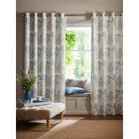 Laura Ashley Tenby Pure Cotton Eyelet Blackout Curtains Blue Mix