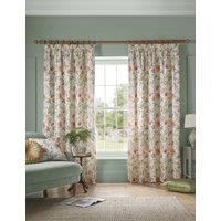 Laura Ashley Rosalind Cotton Rich Pencil Pleat Curtains Red Mix